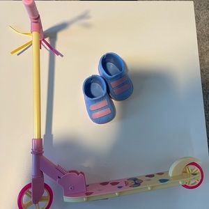 Scooter and shoes for 18” doll